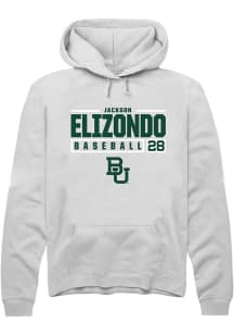 Jackson Elizondo  Rally Baylor Bears Mens White NIL Stacked Box Long Sleeve Hoodie