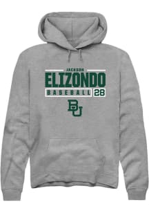 Jackson Elizondo  Rally Baylor Bears Mens Graphite NIL Stacked Box Long Sleeve Hoodie