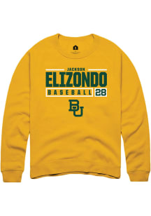 Jackson Elizondo  Rally Baylor Bears Mens Gold NIL Stacked Box Long Sleeve Crew Sweatshirt