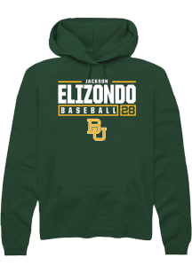 Jackson Elizondo  Rally Baylor Bears Mens Green NIL Stacked Box Long Sleeve Hoodie