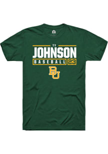Ty Johnson  Baylor Bears Green Rally NIL Stacked Box Short Sleeve T Shirt