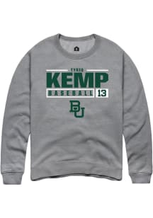 Tyriq Kemp  Rally Baylor Bears Mens Grey NIL Stacked Box Long Sleeve Crew Sweatshirt