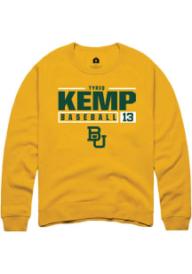 Tyriq Kemp  Rally Baylor Bears Mens Gold NIL Stacked Box Long Sleeve Crew Sweatshirt