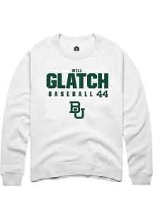 Will Glatch  Rally Baylor Bears Mens White NIL Stacked Box Long Sleeve Crew Sweatshirt