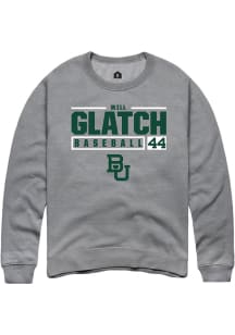 Will Glatch  Rally Baylor Bears Mens Grey NIL Stacked Box Long Sleeve Crew Sweatshirt