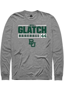 Will Glatch  Baylor Bears Grey Rally NIL Stacked Box Long Sleeve T Shirt