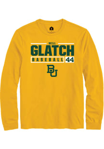 Will Glatch  Baylor Bears Gold Rally NIL Stacked Box Long Sleeve T Shirt