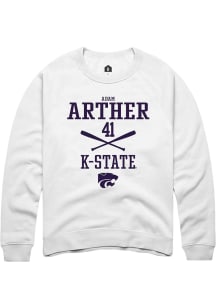 Adam Arther Rally Mens White K-State Wildcats NIL Sport Icon Crew Sweatshirt