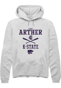 Adam Arther Rally Mens White K-State Wildcats NIL Sport Icon Hooded Sweatshirt