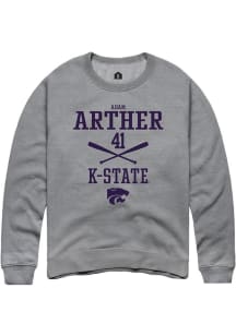 Adam Arther Rally Mens Graphite K-State Wildcats NIL Sport Icon Crew Sweatshirt