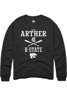 Adam Arther Rally Mens Black K-State Wildcats NIL Sport Icon Crew Sweatshirt