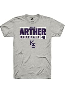 Adam Arther  K-State Wildcats Ash Rally NIL Stacked Box Short Sleeve T Shirt