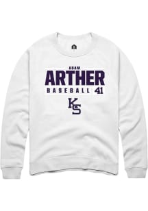 Adam Arther Rally Mens White K-State Wildcats NIL Stacked Box Crew Sweatshirt