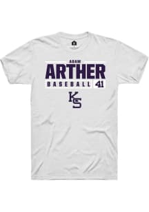 Adam Arther White K-State Wildcats NIL Stacked Box Short Sleeve T Shirt