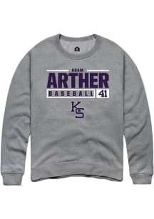 Adam Arther Rally Mens Graphite K-State Wildcats NIL Stacked Box Crew Sweatshirt