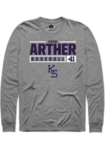 Adam Arther  K-State Wildcats Graphite Rally NIL Stacked Box Long Sleeve T Shirt