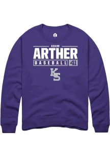 Adam Arther Rally Mens Purple K-State Wildcats NIL Stacked Box Crew Sweatshirt