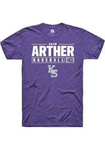 Adam Arther  K-State Wildcats Purple Rally NIL Stacked Box Short Sleeve T Shirt