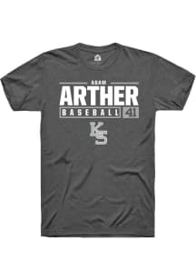 Adam Arther  K-State Wildcats Dark Grey Rally NIL Stacked Box Short Sleeve T Shirt