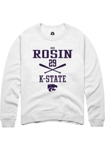 Ben Rosin Rally Mens White K-State Wildcats NIL Sport Icon Crew Sweatshirt