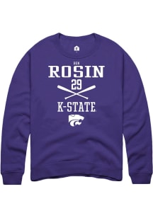 Ben Rosin Rally Mens Purple K-State Wildcats NIL Sport Icon Crew Sweatshirt