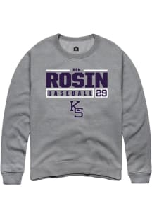 Ben Rosin Rally Mens Graphite K-State Wildcats NIL Stacked Box Crew Sweatshirt