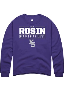 Ben Rosin  Rally K-State Wildcats Mens Purple NIL Stacked Box Long Sleeve Crew Sweatshirt