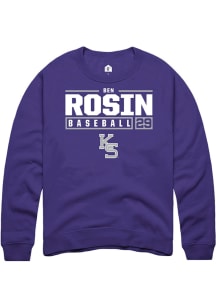 Ben Rosin Rally Mens Purple K-State Wildcats NIL Stacked Box Crew Sweatshirt