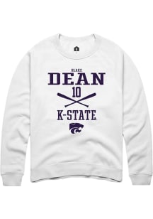 Blake Dean  Rally K-State Wildcats Mens White NIL Sport Icon Long Sleeve Crew Sweatshirt