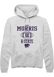 Boone Morris Rally Mens White K-State Wildcats NIL Sport Icon Hooded Sweatshirt