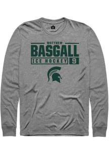 Matthew Basgall Rally Mens Graphite Michigan State Spartans NIL Stacked Box Tee