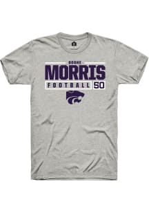Boone Morris  K-State Wildcats Ash Rally NIL Stacked Box Short Sleeve T Shirt