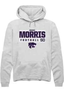 Boone Morris  Rally K-State Wildcats Mens White NIL Stacked Box Long Sleeve Hoodie