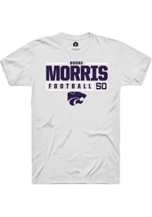 Boone Morris  K-State Wildcats White Rally NIL Stacked Box Short Sleeve T Shirt