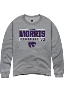 Boone Morris Rally Mens Graphite K-State Wildcats NIL Stacked Box Crew Sweatshirt