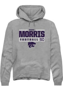 Boone Morris Rally Mens Graphite K-State Wildcats NIL Stacked Box Hooded Sweatshirt