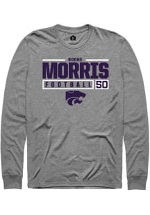 Boone Morris  K-State Wildcats Graphite Rally NIL Stacked Box Long Sleeve T Shirt