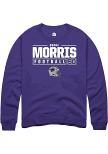 Boone Morris Rally Mens Purple K-State Wildcats NIL Stacked Box Crew Sweatshirt