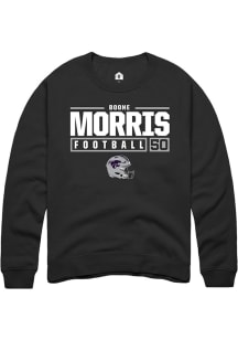 Boone Morris Rally Mens Black K-State Wildcats NIL Stacked Box Crew Sweatshirt