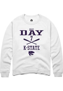 Brady Day  Rally K-State Wildcats Mens White NIL Sport Icon Long Sleeve Crew Sweatshirt