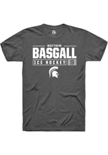 Matthew Basgall Dark Grey Michigan State Spartans NIL Stacked Box Short Sleeve T Shirt
