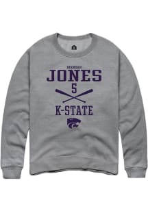 Brendan Jones  Rally K-State Wildcats Mens Graphite NIL Sport Icon Long Sleeve Crew Sweatshirt