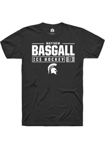 Matthew Basgall Black Michigan State Spartans NIL Stacked Box Short Sleeve T Shirt