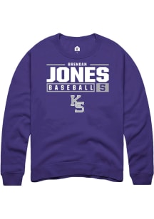 Brendan Jones  Rally K-State Wildcats Mens Purple NIL Stacked Box Long Sleeve Crew Sweatshirt