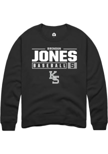 Brendan Jones  Rally K-State Wildcats Mens Black NIL Stacked Box Long Sleeve Crew Sweatshirt