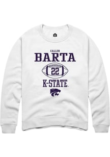 Callen Barta  Rally K-State Wildcats Mens White NIL Sport Icon Long Sleeve Crew Sweatshirt