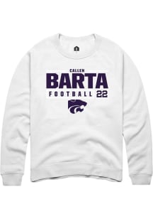 Callen Barta  Rally K-State Wildcats Mens White NIL Stacked Box Long Sleeve Crew Sweatshirt