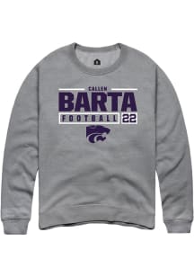 Callen Barta  Rally K-State Wildcats Mens Graphite NIL Stacked Box Long Sleeve Crew Sweatshirt