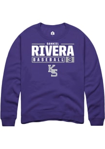 Danniel Rivera  Rally K-State Wildcats Mens Purple NIL Stacked Box Long Sleeve Crew Sweatshirt