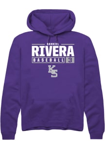Danniel Rivera  Rally K-State Wildcats Mens Purple NIL Stacked Box Long Sleeve Hoodie